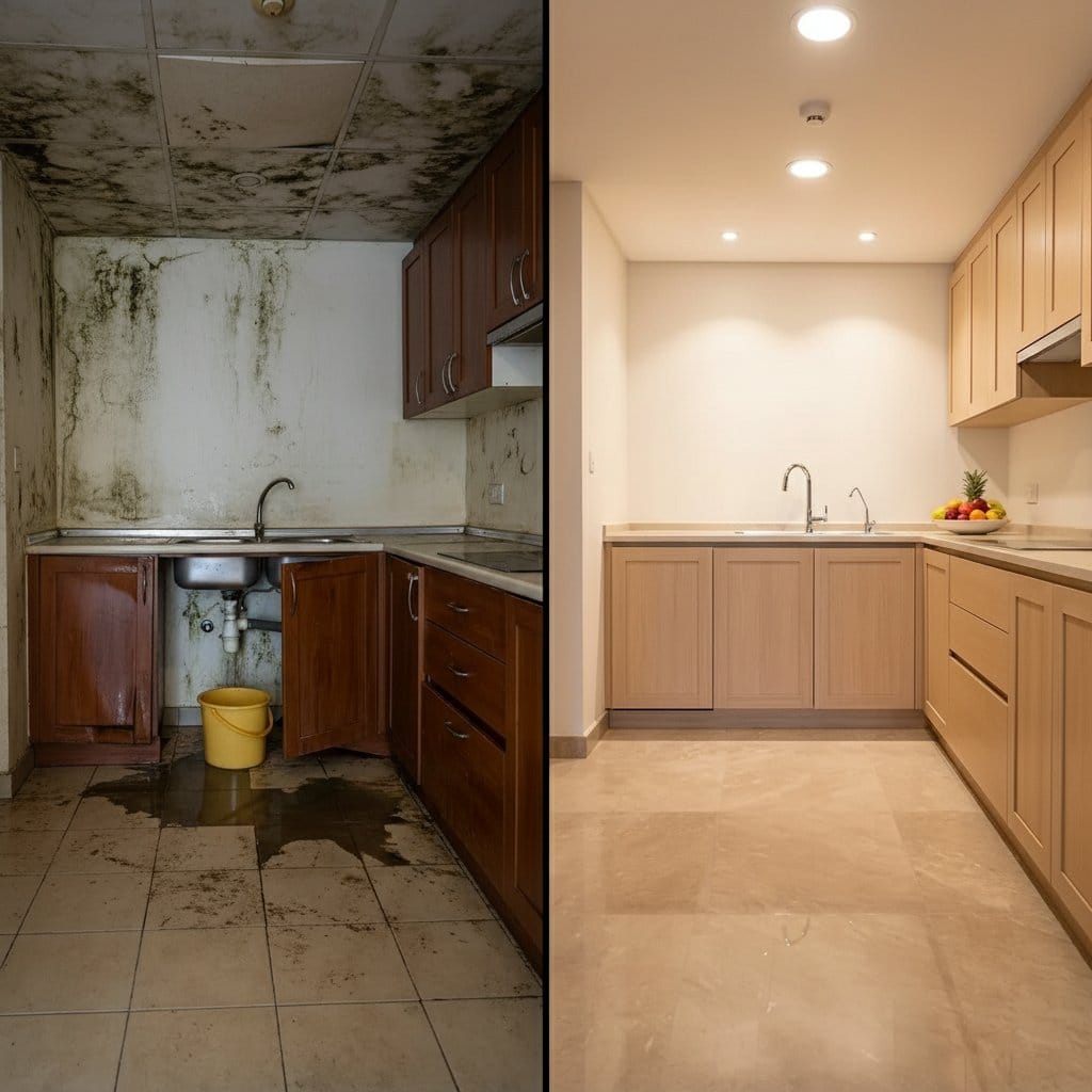 Mold Inspection & Moisture Assessment restoration β home kitchen of colonial residence in Ho-Ho-Kus, NJ