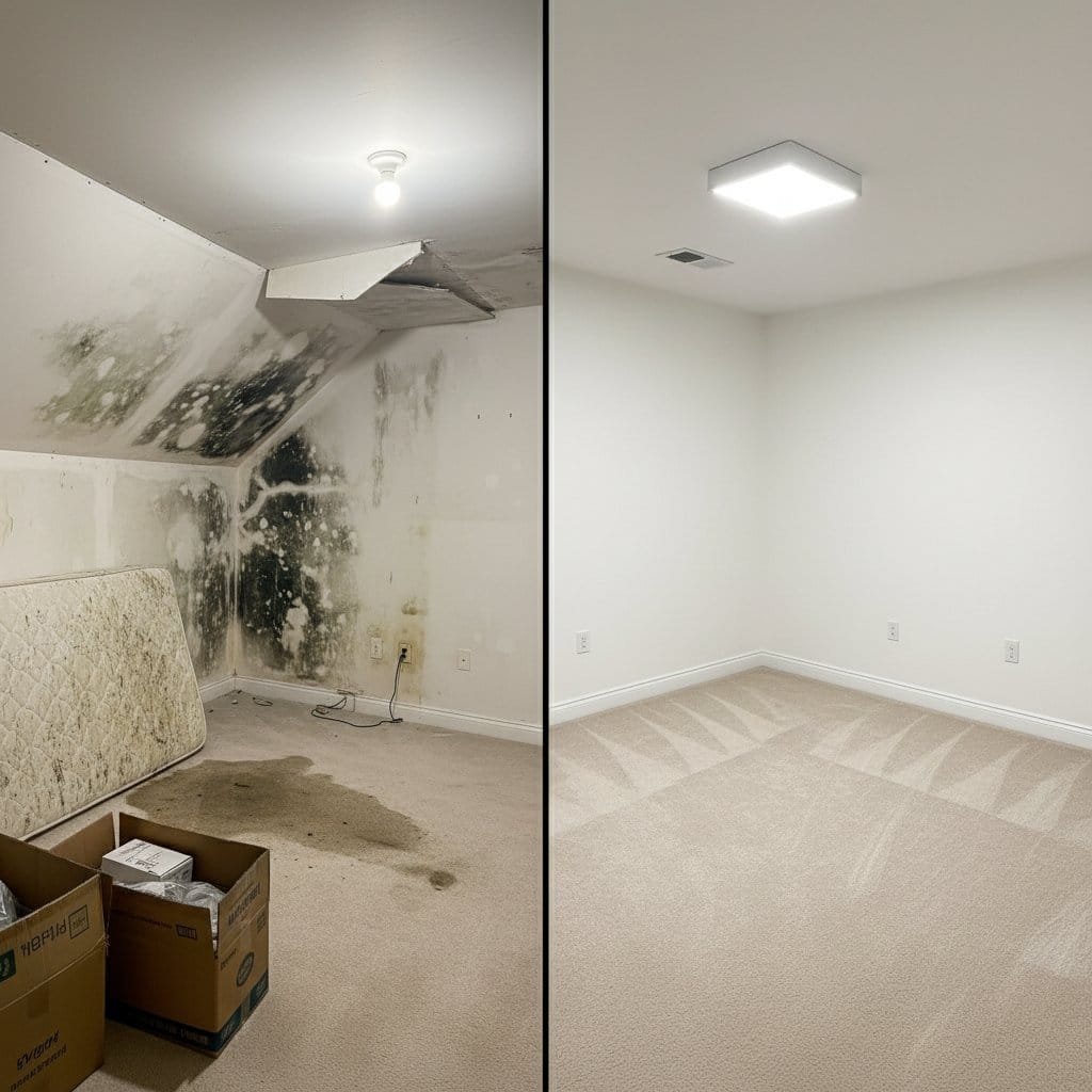 Ho-Ho-Kus Mold Removal bedroom restoration before and after in Ho-Ho-Kus